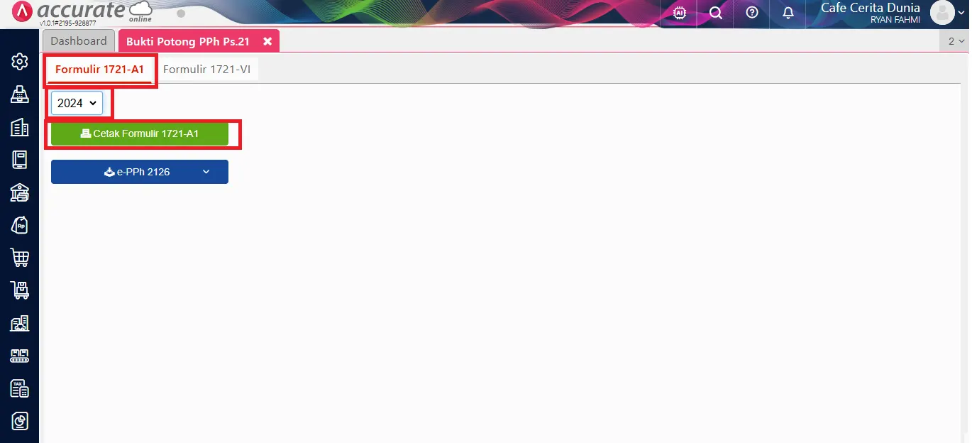 bukti potong pph21 Accurate